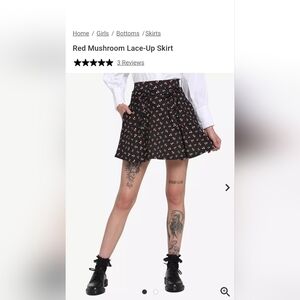 Hot Topic Red Mushroom Skirt Medium Gothic Y2K Alternative Lace-Up